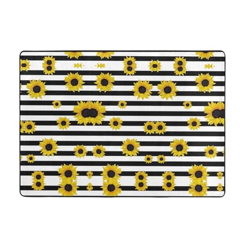 Stilvoller Sonnenblumen-Teppich, 203 x 147 cm, bedruckter Teppich, weicher Flanellstoff, geeignet für verschiedene Einrichtungen von CarXs