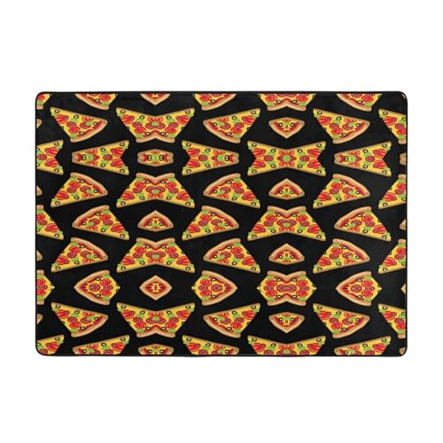 Tasty Pizza-Teppich, 203 x 147 cm, bedruckter Teppich, weicher Flanellstoff, geeignet für verschiedene Umgebungen von CarXs