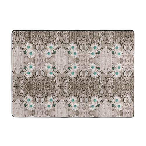 Teppich mit Gänseblümchen, 203 x 147 cm, bedruckter Teppich, weicher Flanellstoff, geeignet für verschiedene Umgebungen von CarXs