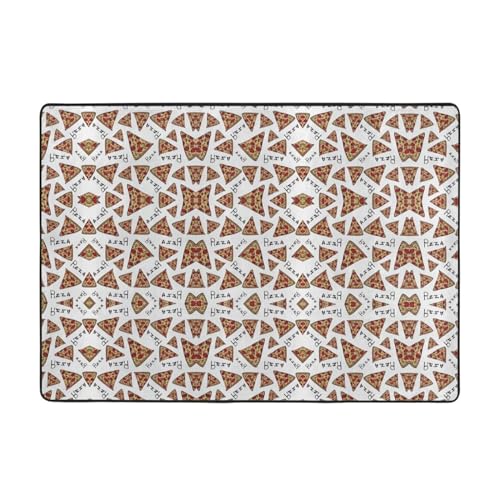 Teppich mit Pizza-Muster, 203 x 147 cm, bedruckter Teppich, weicher Flanellstoff, geeignet für verschiedene Umgebungen von CarXs