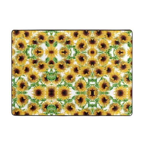 Teppich mit gelben Sonnenblumen, 203 x 147 cm, bedruckter Teppich, weicher Flanellstoff, geeignet für verschiedene Umgebungen von CarXs