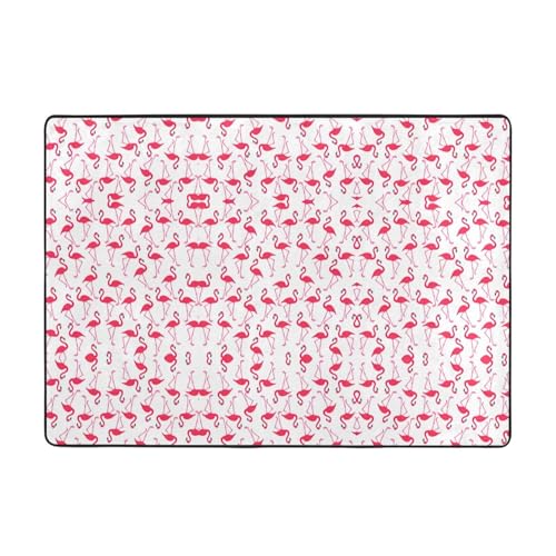 Teppich mit rosa Flamingo-Muster, 203 x 147 cm, bedruckter Teppich, weicher Flanellstoff, geeignet für verschiedene Umgebungen von CarXs