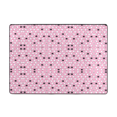 Teppich mit weißem Schaf auf rosa Hintergrund, 203 x 147 cm, bedruckter Teppich, weicher Flanellstoff, geeignet für verschiedene Umgebungen von CarXs