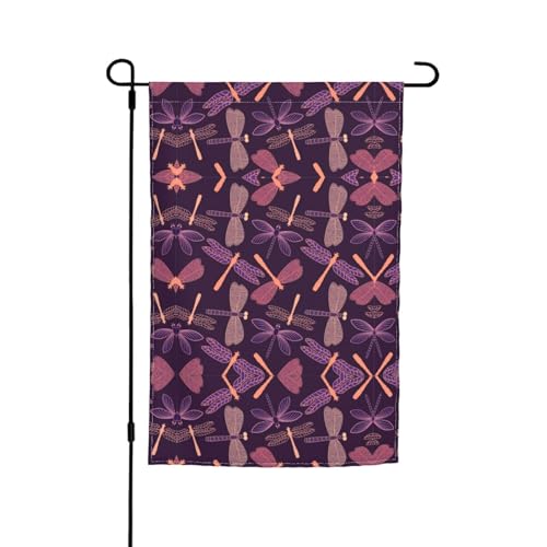 Violette Libellen-Gartenflaggen, 30,5 x 45,7 cm, doppelseitiger Druck, dekorative Flaggen für Außendekoration für alle Jahreszeiten von CarXs