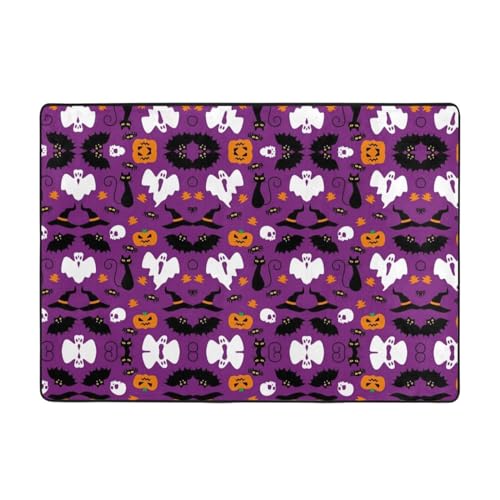 Violetter Halloween-Horror-Teppich, 203 x 147 cm, bedruckter Teppich, weicher Flanellstoff, geeignet für verschiedene Umgebungen von CarXs