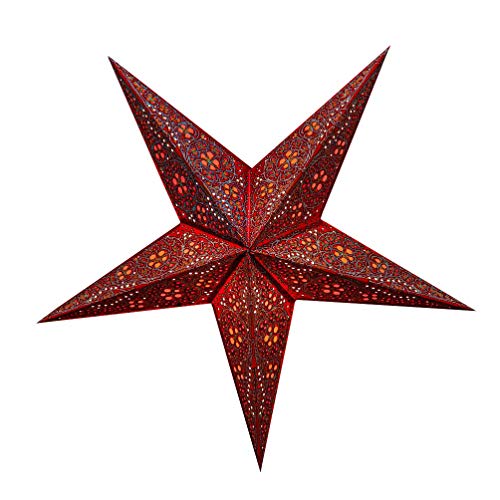 Sternenlicht Papierstern Moulin Rouge 5 Zackig, Weihnachtsstern für Wohnraum und Fenster mit Beleuchtungsset von Caracol