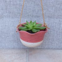 Handgemachter Hängender Kraut Oder Sukkulenten Pflanzer Hand Geworfen Steinzeug Keramik Blumentopf von CaractacusPots