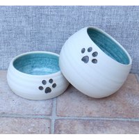 Kleines Paar Spaniel Wasser Und Essen Hund Langohren Geschirr Hand Geworfen Steingut Keramik Töpferscheibe Handmade Bereit Zum Versand Kleines Paar Spaniel Wasser Und Essen Hund Langohren Geschirr Hand Geworfen Steingut Keramik Töpferscheibe Handmade Bereit Zum Versand von CaractacusPots