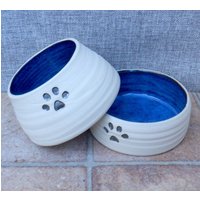 Spaniel Wasser Und Futter Individuelle Hundenapfe Paar Langohrengeschirr Handgetöpferte Steingut Keramik Töpferscheiber Handgemacht von CaractacusPots