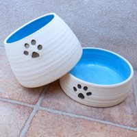 Kleine Individuell Gestaltete Spaniel Wasser - Und Futterschalen Paar Langohrengeschirr Hand Getöpfert Steinzeug Keramik Handgemachte von CaractacusPots
