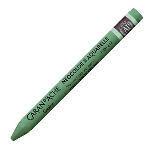 Caran d'Ache NEOCOLOR II 212 CHROMOXYDGRUEN/CHROMIUM OXID GREEN (7500.212) / Pastelle 10 Stück (1er Pack)/ aus Wasservermalbarem Wachs/Für Papier Karton Glas Holz Leder Stoff Stein von Caran d'Ache