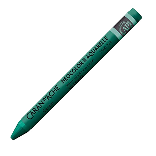 Caran d'Ache NEOCOLOR II 229 DUNKELGRÜN/DARK GREEN (7500.229) / Pastelle 10 Stück (1er Pack)/ aus Wasservermalbarem Wachs/Für Papier Karton Glas Holz Leder Stoff Stein von Caran d'Ache