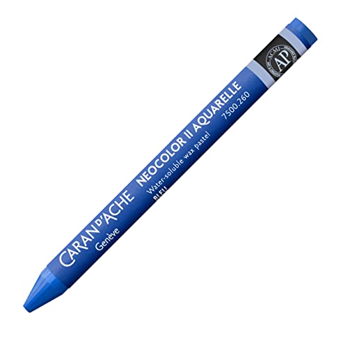 Caran d'Ache NEOCOLOR II 260 BLAU/BLUE (7500.260) / Pastelle 10 Stück (1er Pack)/ aus Wasservermalbarem Wachs/Für Papier Karton Glas Holz Leder Stoff Stein von Caran d'Ache