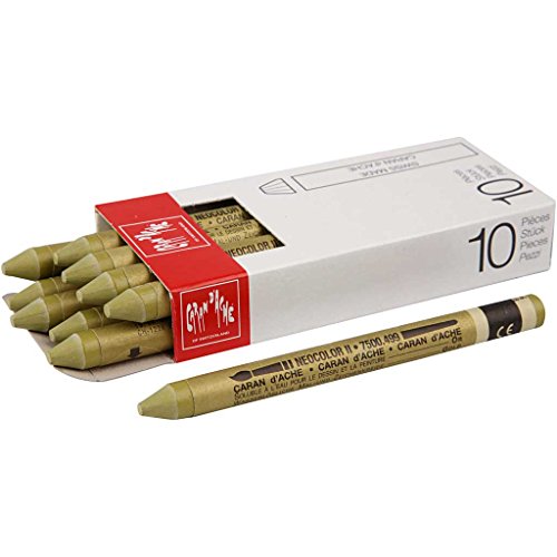 Caran d'Ache NEOCOLOR II 499 GOLD/METALLIC GOLD (7500.499) / Pastelle 10 Stück (1er Pack)/ aus Wasservermalbarem Wachs/Für Papier Karton Glas Holz Leder Stoff Stein von Caran d'Ache