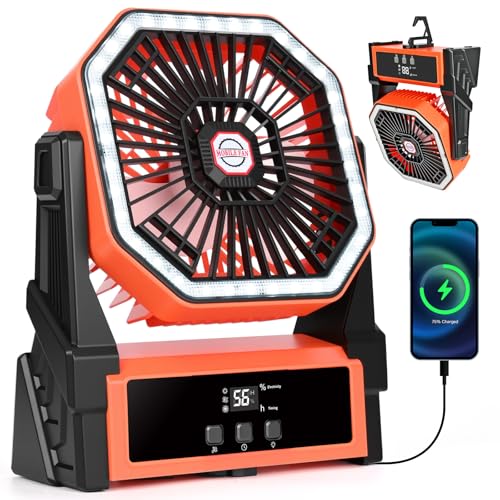 Camping Ventilator, 15000mAh Wiederaufladbarer Tischventilator USB Ventilator mit LED Licht Haken Fernbedienung 4 Geschwindigkeiten Tragbarer Tischventilator Tischventilator für Camping Reisen Angeln Camping Ventilator, 15000mAh Wiederaufladbarer Tischventilator USB Ventilator mit LED Licht Haken Fernbedienung 4 Geschwindigkeiten Tragbarer Tischventilator Tischventilator für Camping Reisen Angeln von Carastek