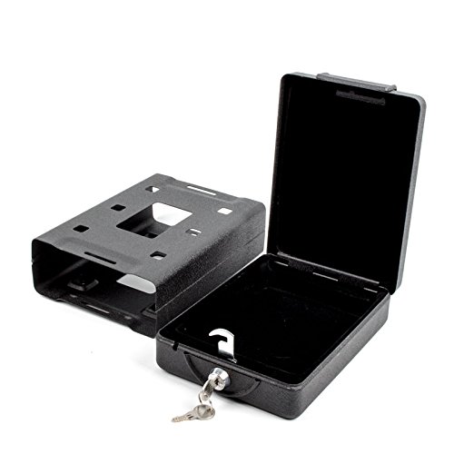 Carbest Hochsichterheits Mobilsafe mit Schlüssel B 15 x T 21 x H 5,5 cm, Geldkasette, Tresor schwarz für Wohnwagen und Wohnmobil von Carbest