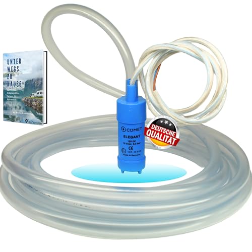 Comet Elegant Wasserpumpe 12V mit 5m trinkwasserschlauch Set - Inkl Camping Ebook, für Camping, Boote, Wohnwagen,10 l/min. 0,5 bar, Pumpe Wasser, mini tauchpumpe, wasserpumpe wohnwagen, Tauchpumpe 12V von Carbest