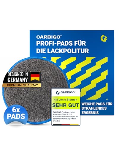 CARBIGO® 6X Profi Applikator Pads – Perfekt für das gleichförmige Auftragen, Wachs und Pflegemittel – Weicher Mikrofaser Handpolierschwamm – Vielfältig anwendbarer Politur Schwamm 12x2cm von Carbigo