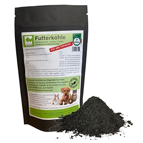 Futterkohle 150 g Nachfüllpack für Hunde, Katzen, Hamster, Meerschweinchen, Kaninchen, Hasen, Vögel, Pferde, nach GMP+ FSA gesichert (150 g) von Carbo Verte