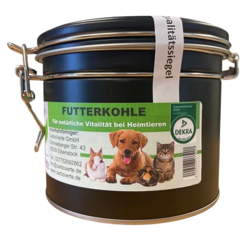 CarboVerte Futterkohle 150 g für Hunde, Katzen, Meerschweinchen, Hamster, Kaninchen, Vögel für einen intakten Magen-Darm-Trakt, bei Durchfall, Geruchsbindung, ergiebig und kontrolliert von Carbo Verte