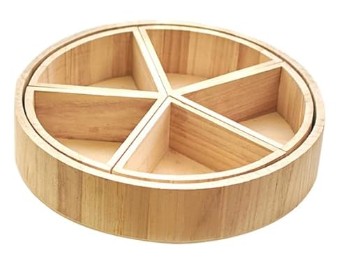 CarbonEnmy Naturholz-Boxen aus Kiefernholz Runde Aufbewahrungsbox (30cm) + 5 dreieckige Boxen Stapelbare Deckelloses Set als Basis oder Abdeckung nutzbar Für Snacks, Küche, Deko & Geschenke von CarbonEnmy