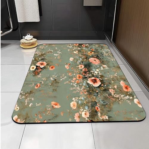 Badematte Feldblumen Superweiche Badezimmerteppiche, Badematte Rutschfester Absorbierender, Badteppich Waschbar, Duschvorleger Matte Mit Gummirücken Für Matbad Badematte Feldblumen Superweiche Badezimmerteppiche, Badematte Rutschfester Absorbierender, Badteppich Waschbar, Duschvorleger Matte Mit Gummirücken Für Matbad von Carbono