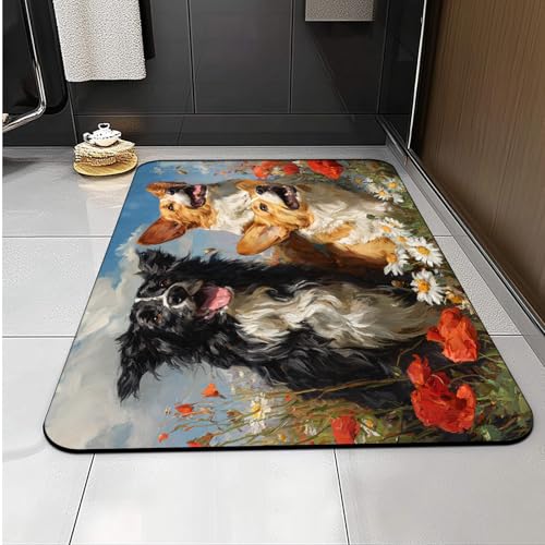 Badematte Feldblumenhund Superweiche Badezimmerteppiche, Badematte Rutschfester Absorbierender, Badteppich Waschbar, Duschvorleger Matte Mit Gummirücken Für Matbad Badematte Feldblumenhund Superweiche Badezimmerteppiche, Badematte Rutschfester Absorbierender, Badteppich Waschbar, Duschvorleger Matte Mit Gummirücken Für Matbad von Carbono