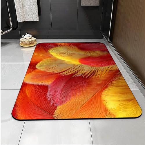 Badematte Goldene Feder Superweiche Badezimmerteppiche, Badematte Rutschfester Absorbierender, Badteppich Waschbar, Duschvorleger Matte Mit Gummirücken Für Matbad von Carbono