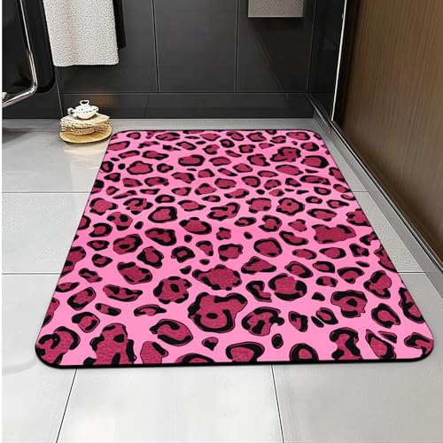 Badematte Roter Leopard Superweiche Badezimmerteppiche, Badematte Rutschfester Absorbierender, Badteppich Waschbar, Duschvorleger Matte Mit Gummirücken Für Matbad von Carbono