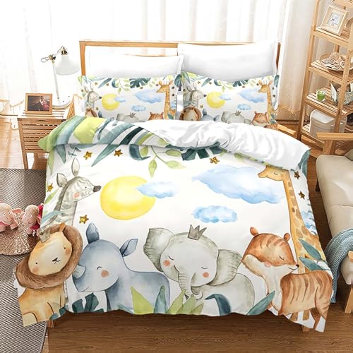 Carbono Bettwäsche Tierwolken Bettbezug 3Teilig,Atmungsaktive Bettwäsche Sets, Bettwäsche Mit Reißverschluss,Weich, Bügelfrei Bettbezüge Für Allergiker Geeignet200×200Cm von Carbono