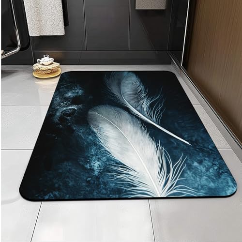 Carbono Badezimmerteppich Blaue Feder Badematte Rutschfester, Badezimmermatte Duschvorleger, Absorbierende Badezimmerteppich, Waschbar Schnelltrocknend Duschmatte Carbono Badezimmerteppich Blaue Feder Badematte Rutschfester, Badezimmermatte Duschvorleger, Absorbierende Badezimmerteppich, Waschbar Schnelltrocknend Duschmatte von Carbono