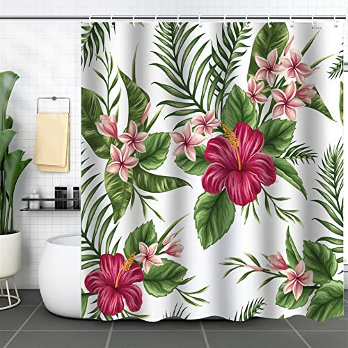 Duschvorhang Blumen Pflanzen Blätter Wasserdichter Duschvorhang,Shower Curtains Mit Ösen Und 12 Duschringen, Beschwerter Saum, Badewanne Vorhang Schnell Trocknend Für Badezimmer von Carbono