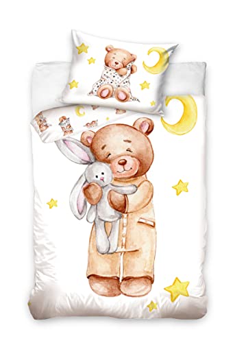 Babybettwäsche Teddybär Hase 100x135 cm von Carbotex