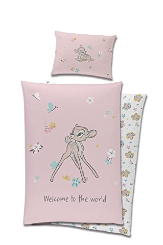 Babybettwäsche Wendebettwäsche Disney Bambi 100x135 cm + 40x60 cm 100% Baumwolle in Rosa von Carbotex