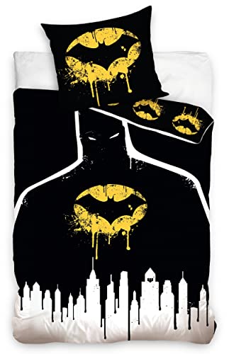 Bettwäsche Set Batman Größe: 140 x 200 cm, 65 X 65 cm, 100% Baumwolle von Carbotex