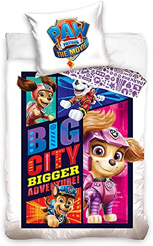 Bettwäsche-Set Paw Patrol, Bettbezug 135x200 cm + 1 Kissenbezug 80x80 cm, 100% Baumwolle von Carbotex