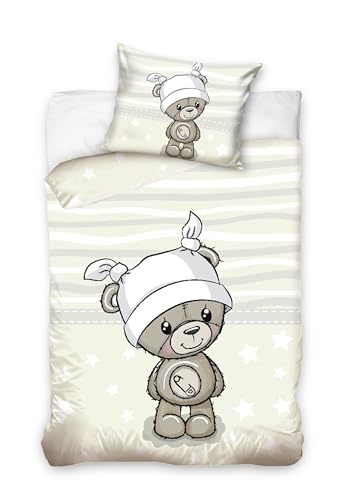 Carbotex Babybettwäsche Kinderbettwäsche 100x135 cm + 40x60 cm Teddybär 2teilig Baumwolle (Beige) von Carbotex
