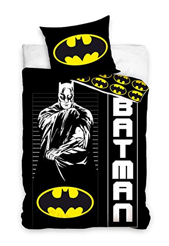 Carbotex Batman Bettwäsche Kinderbettwäsche 135x200 + 80x80 cm Doppelseitige 100% Baumwolle von Carbotex