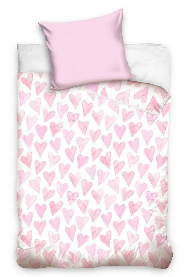 Carbotex Bettwäsche Rosa Herzen Bettwäsche 140 x 200 cm von Carbotex
