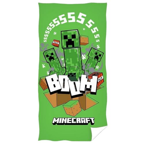 Carbotex Minecraft Creepers Boom Towel – 100% Baumwolle, saugfähig, schnell trocknendes Handtuch für Schwimmen, Strand, Bad, Schwimmen, Pool, Badezimmer, Dickes und weiches Badetuch von Carbotex