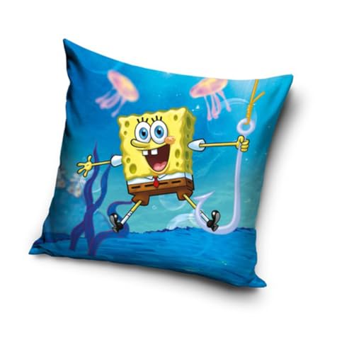 Carbotex Schwammkopf Spongebob Motiv Kissenhülle Kissenbezug 40x40 cm (SBOB224028) von Carbotex