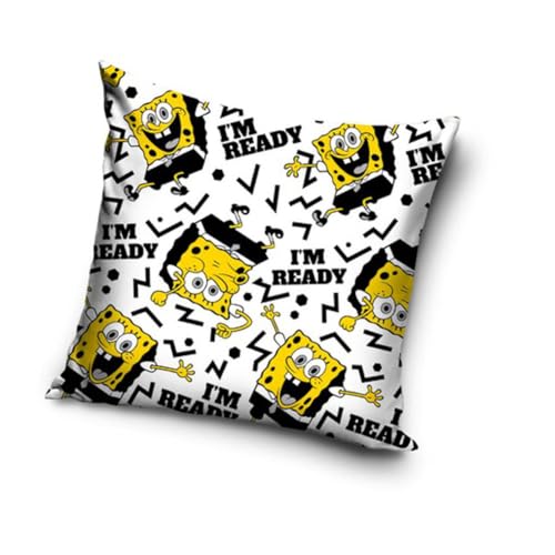 Carbotex Schwammkopf Spongebob Motiv Kissenhülle Kissenbezug 40x40 cm (SBOB225009) von Carbotex