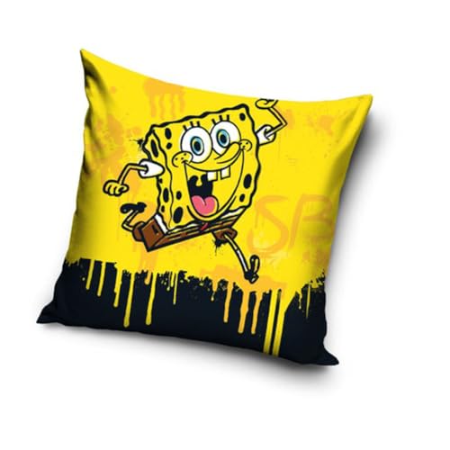 Carbotex Schwammkopf Spongebob Motiv Kissenhülle Kissenbezug 40x40 cm (SBOB225010) von Carbotex