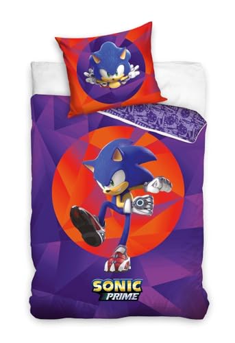 Carbotex Sonic The Hedgehog Wende-Bettwäsche-Set 135x200 80x80 Baumwolle Bettbezug Prime von Carbotex