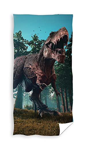 Carbotex Dinosaurier Dinosaur Dino Badetuch Handtuch Strandtuch 70 x 140 cm, Mehrfarbig Tnl215001 von Carbotex