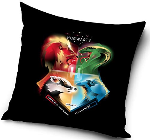 Harry Potter Kissenhülle Kissenbezug 40x40 cm (Schwarz Bunt) von Carbotex