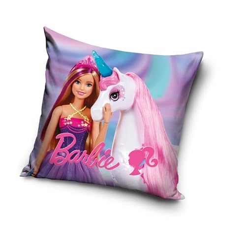 Kissenbezug Kopfkissenbezug Kinderkissenbezug für Mädchen 40x40 Barbie Einhorn violett von Carbotex