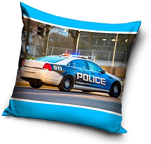 Polizei oder Feuerwehr Fahrzeug Kissenhülle Kissenbezug 40x40 cm (Blau PNL201065) von Carbotex