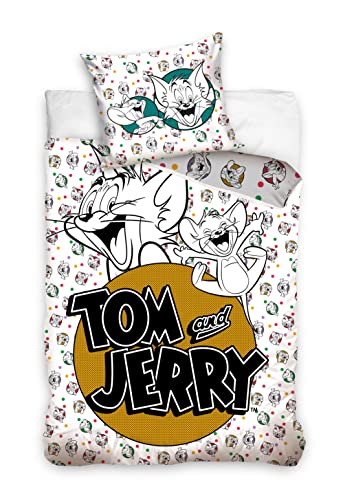 Carbotex Tom und Jerry Disney Tom and Jerry Bettwäsche 135X200 + 80x 80 Baumwolle, Small Single, (TJ214004) von Carbotex