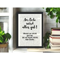Bedruckte Buchseite Deko Schild Geschenk Spruch Aufmunterung Motivation Wichtelgeschenk - Auf Wunsch Mit Rahmen von CardYaDe